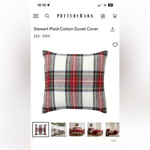 Pottery Barn Stewart Plaid Cotton European Pillow Shams